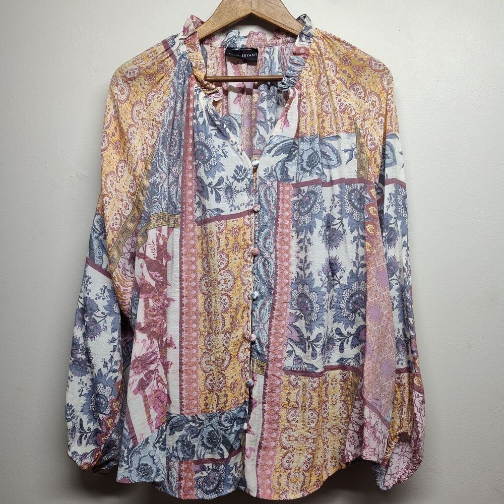 Lane Bryant Tunic Blouse Women 18/20 Red Long Sleeve Lightweight Boho Chic